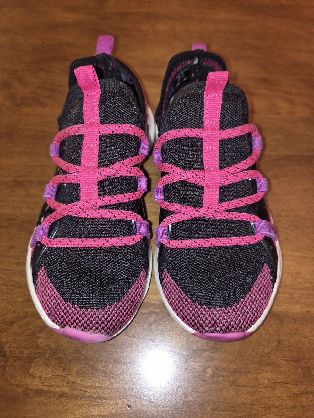 Black Pink Purple Kids Slip-On Sneakers Sz 13